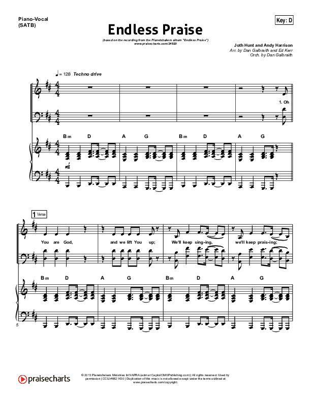 Endless Praise Piano/Vocal (SATB) (Planetshakers)