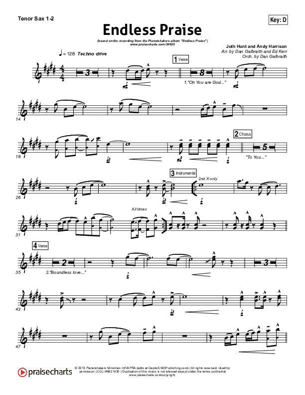 Endless Praise Tenor Sax 1/2 (Planetshakers)