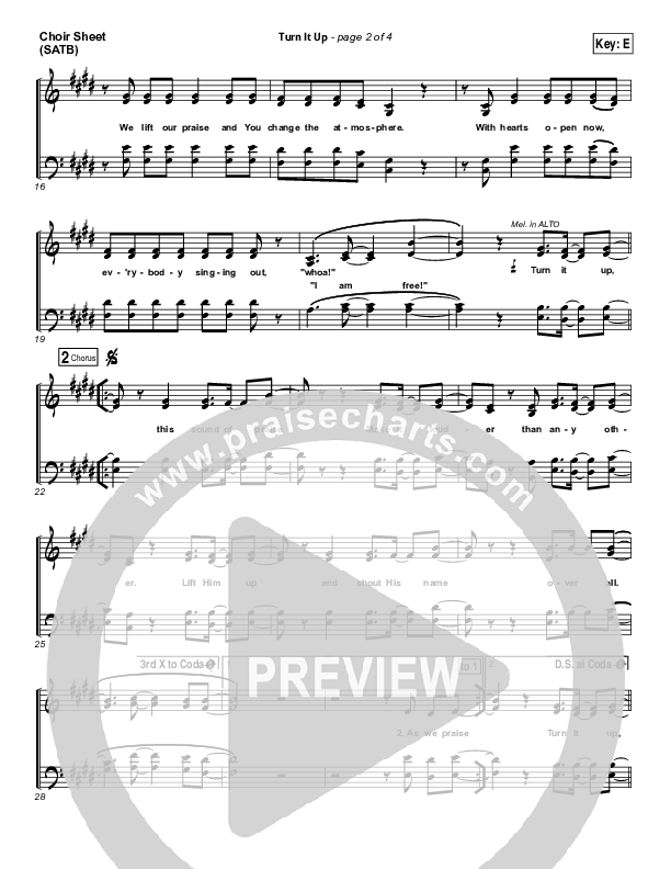 Turn It Up Choir Sheet (SATB) (Planetshakers)