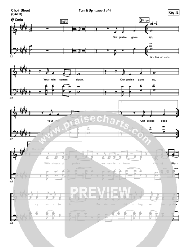 Turn It Up Choir Sheet (SATB) (Planetshakers)