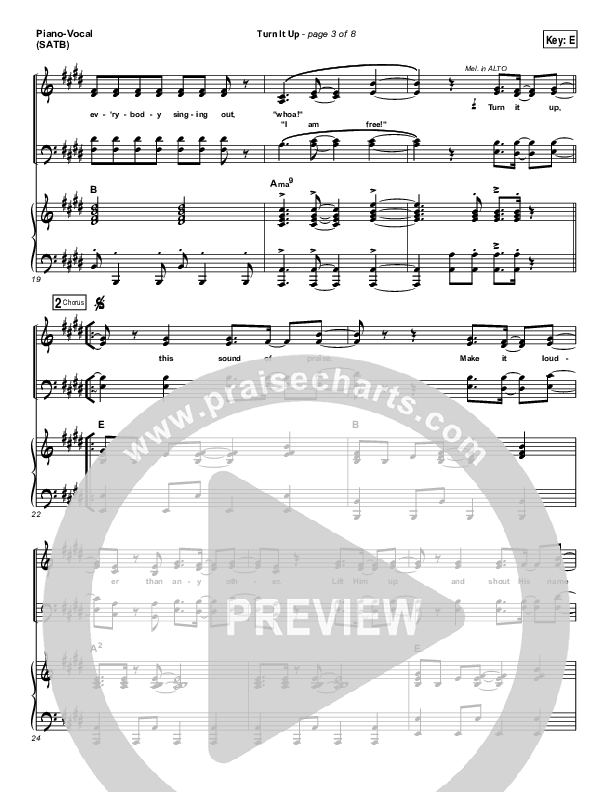Turn It Up Piano/Vocal (SATB) (Planetshakers)