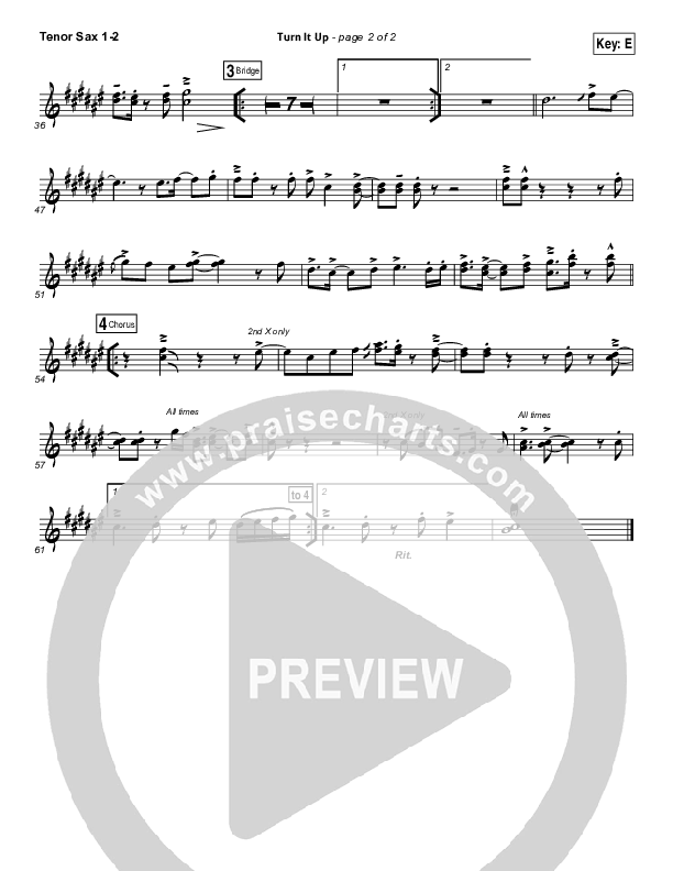 Turn It Up Tenor Sax 1/2 (Planetshakers)