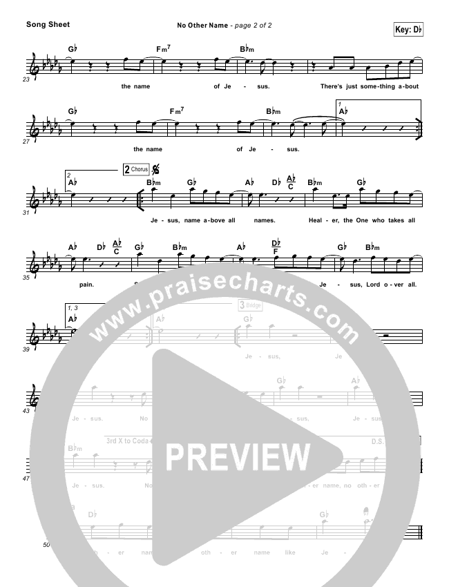 No Other Name Sheet Music Pdf Planetshakers Praisecharts