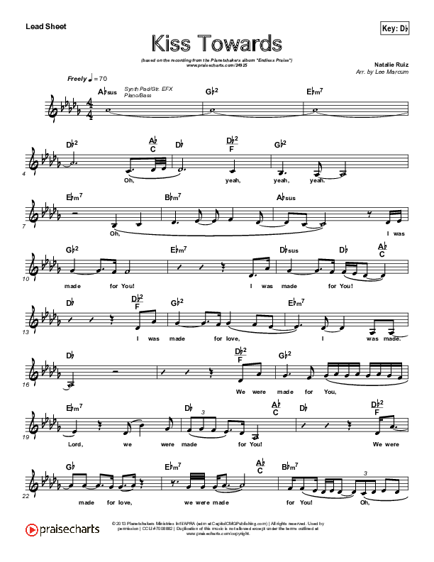 Kiss Towards Lead Sheet (Planetshakers)