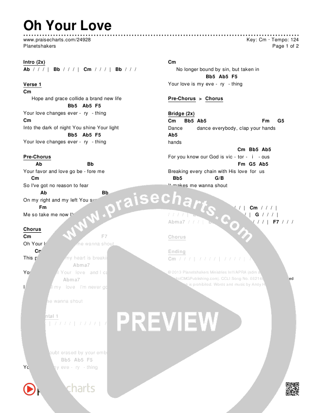 Oh Your Love Chords & Lyrics (Planetshakers)