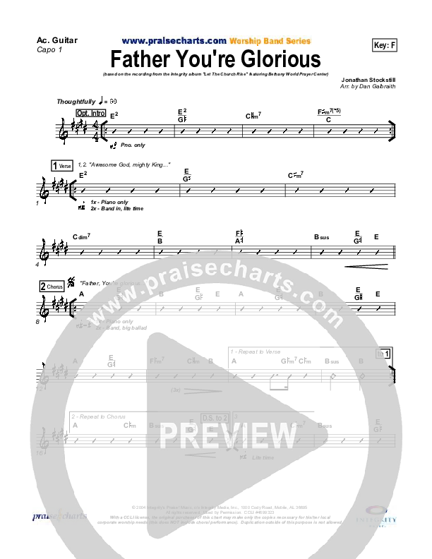 Father You're Glorious Acoustic Guitar (Bethany Music / Jonathan Stockstill)