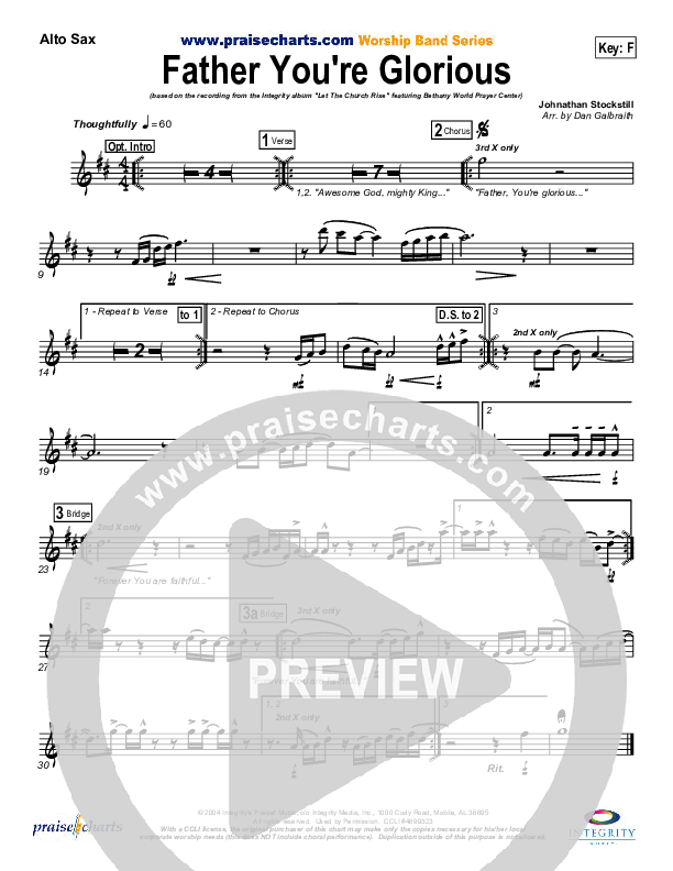 Father You're Glorious Alto Sax (Bethany Music / Jonathan Stockstill)