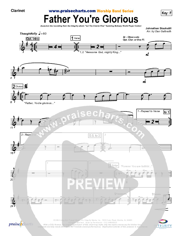 Father You're Glorious Clarinet (Bethany Music / Jonathan Stockstill)