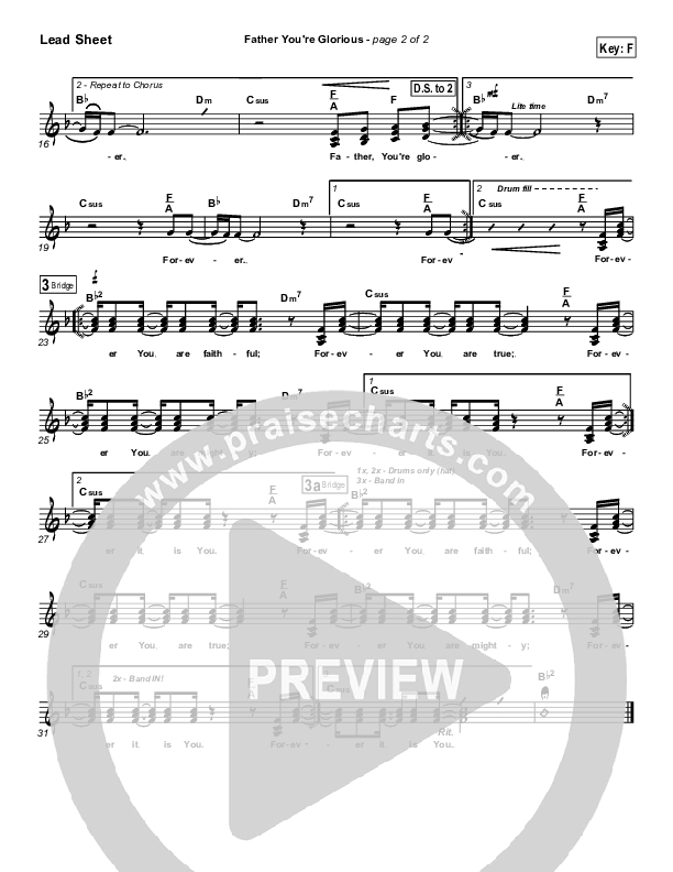 Father You're Glorious Lead Sheet (Bethany Music / Jonathan Stockstill)