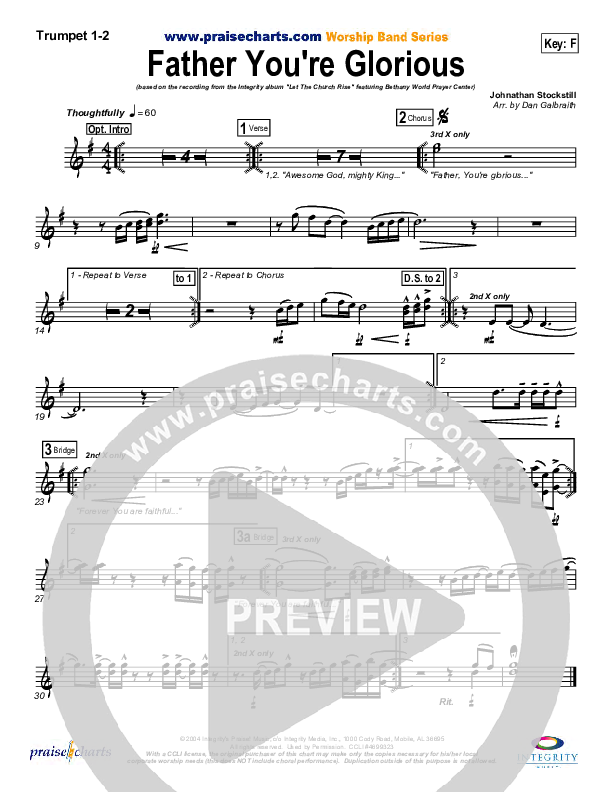 Father You're Glorious Trumpet 1,2 (Bethany Music / Jonathan Stockstill)