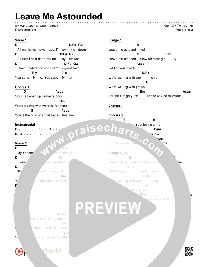 Leave Me Astounded Chords & Lyrics (Planetshakers)