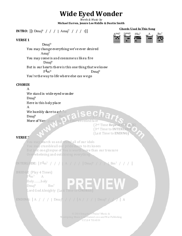 Wide Eyed Wonder Chord Chart (Here Be Lions)