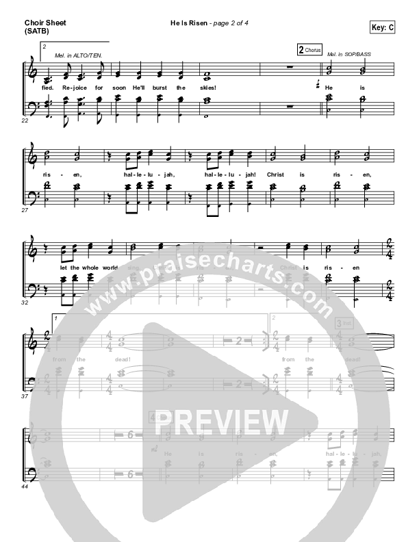 He Is Risen Choir Vocals (SATB) (Paul Baloche)