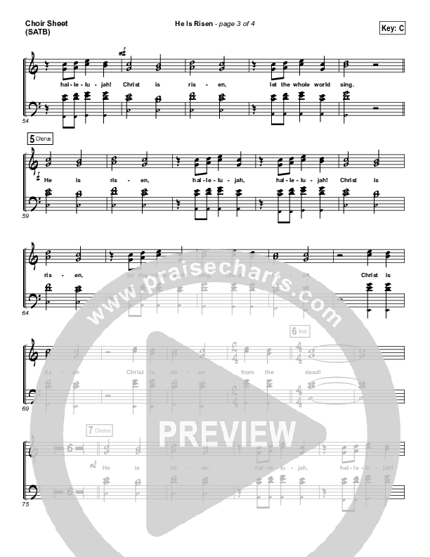 He Is Risen Choir Sheet (SATB) (Paul Baloche)