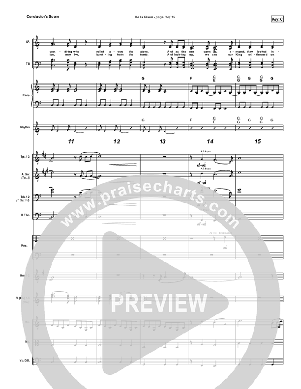 He Is Risen Conductor's Score (Paul Baloche)