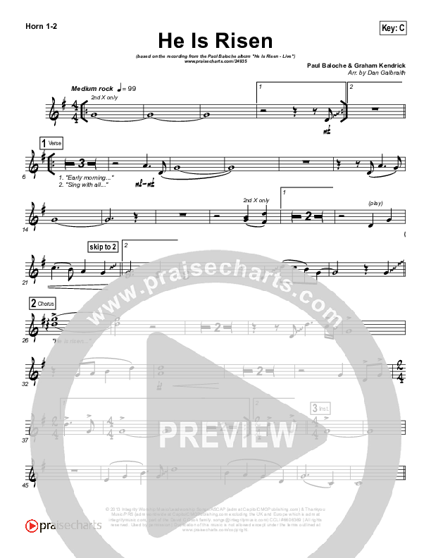 He Is Risen Brass Pack (Paul Baloche)