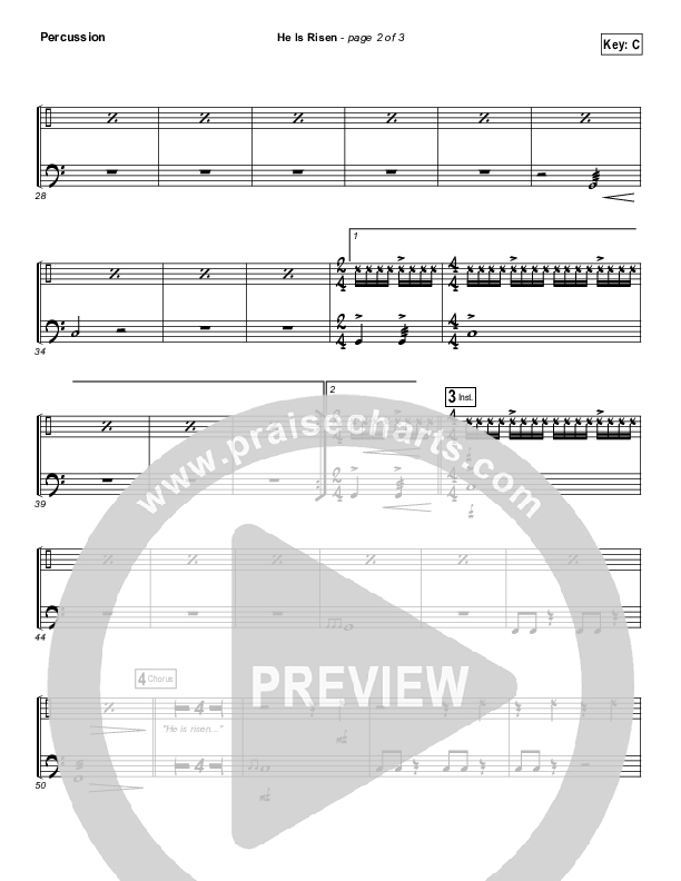 He Is Risen Percussion (Paul Baloche)