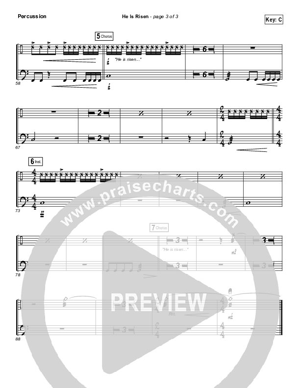 He Is Risen Percussion (Paul Baloche)