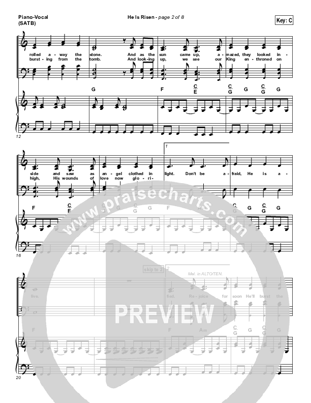 He Is Risen Piano/Vocal (SATB) (Paul Baloche)