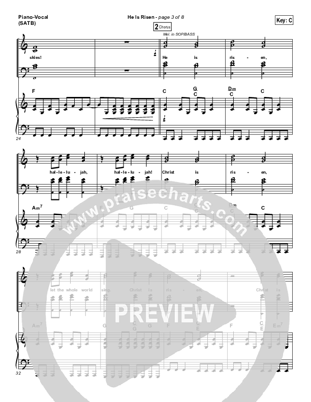 He Is Risen Piano/Vocal (SATB) (Paul Baloche)