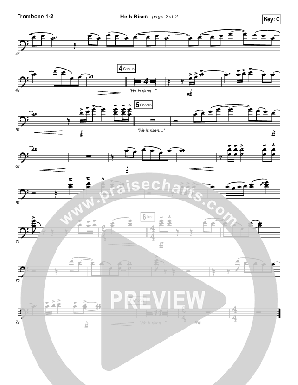 He Is Risen Trombone 1/2 (Paul Baloche)