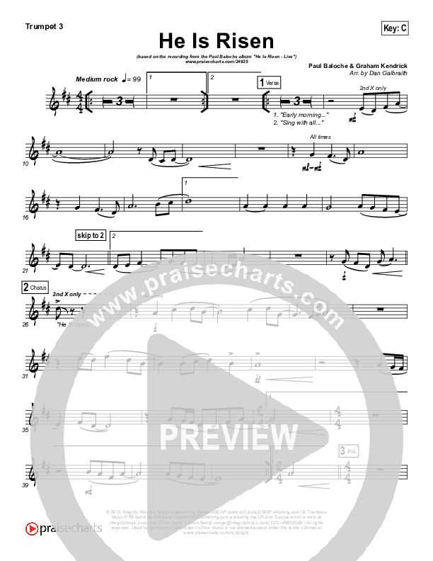 He Is Risen Trumpet 3 (Paul Baloche)