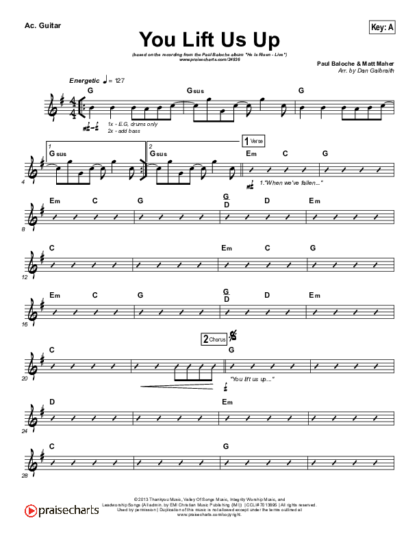 You Lift Us Up Acoustic Guitar (Paul Baloche)