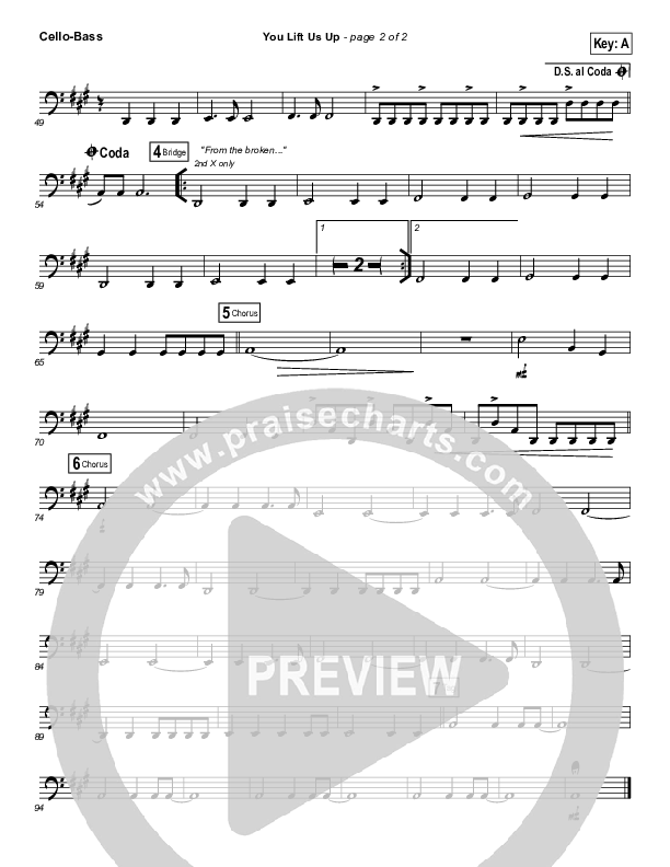 You Lift Us Up Cello/Bass (Paul Baloche)