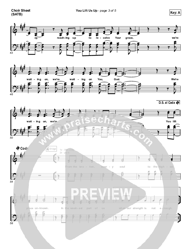 You Lift Us Up Choir Sheet (SATB) (Paul Baloche)