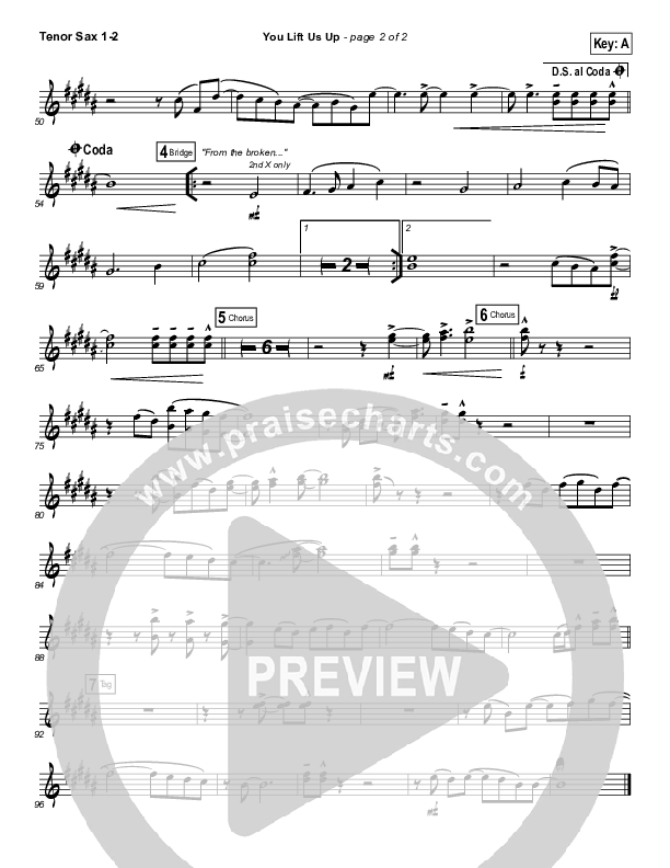 You Lift Us Up Tenor Sax 1/2 (Paul Baloche)