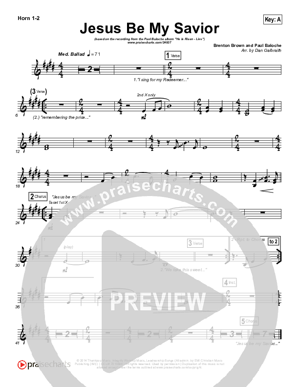 Jesus Be My Savior French Horn 1/2 (Paul Baloche)