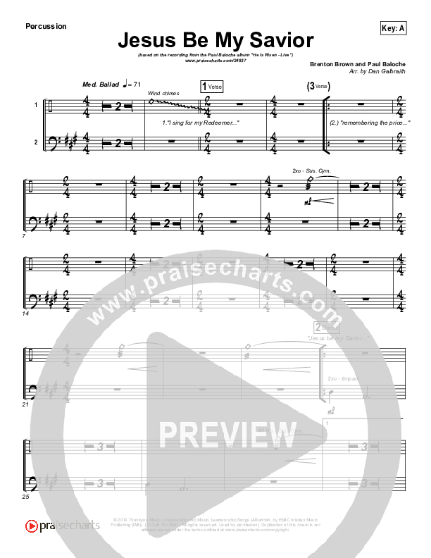 Jesus Be My Savior Percussion (Paul Baloche)