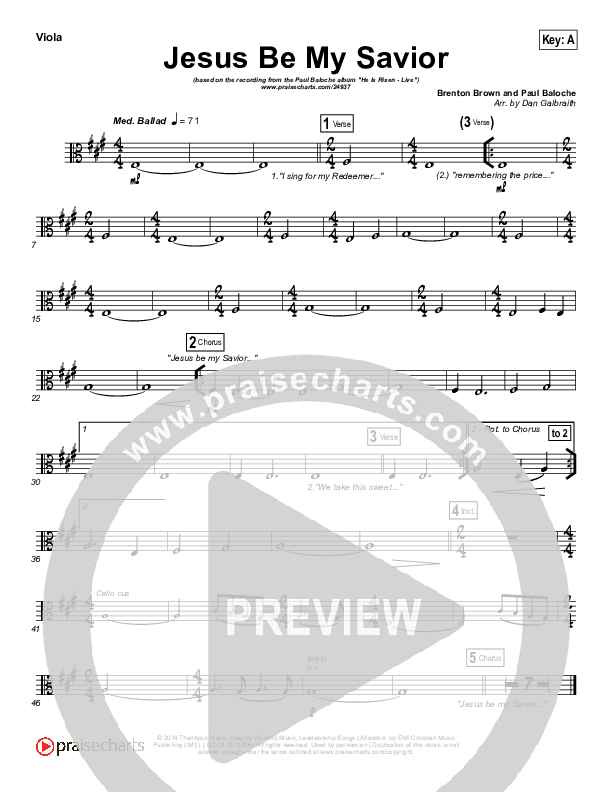 Jesus Be My Savior Viola (Paul Baloche)