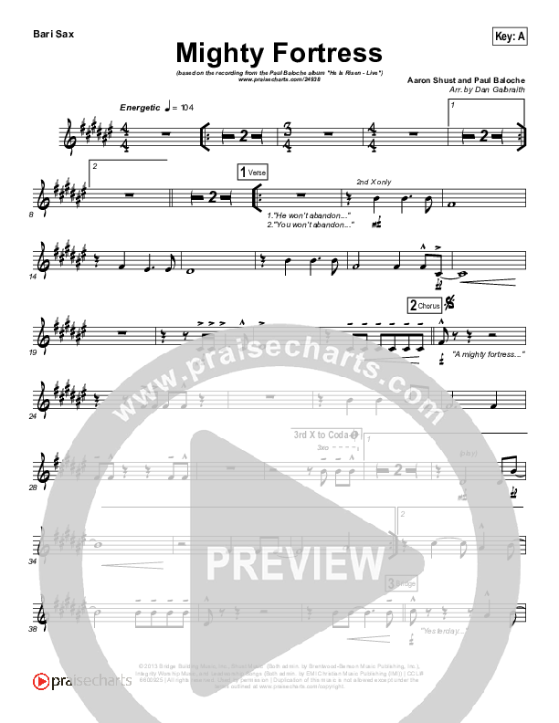 Mighty Fortress Bari Sax (Paul Baloche)