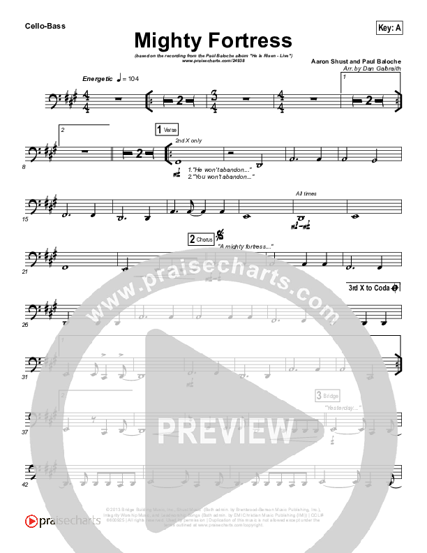 Mighty Fortress Cello/Bass (Paul Baloche)