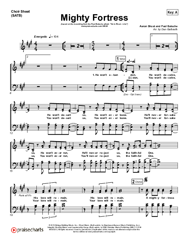 Mighty Fortress Choir Sheet (SATB) (Paul Baloche)