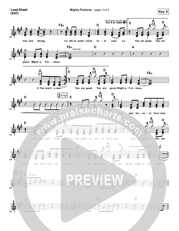 Mighty Fortress Lead Sheet (SAT) (Paul Baloche)