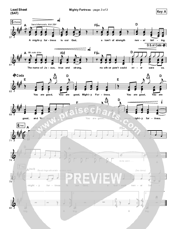 Mighty Fortress Lead Sheet (SAT) (Paul Baloche)