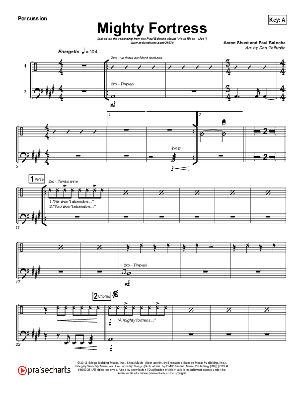 Mighty Fortress Percussion (Paul Baloche)