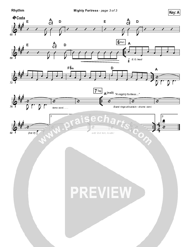 Mighty Fortress Rhythm Chart (Paul Baloche)