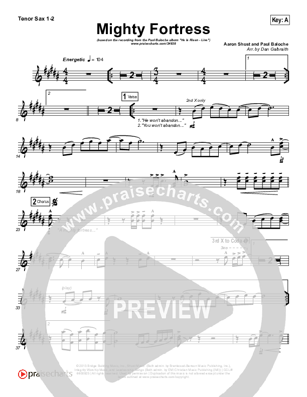 Mighty Fortress Tenor Sax 1/2 (Paul Baloche)