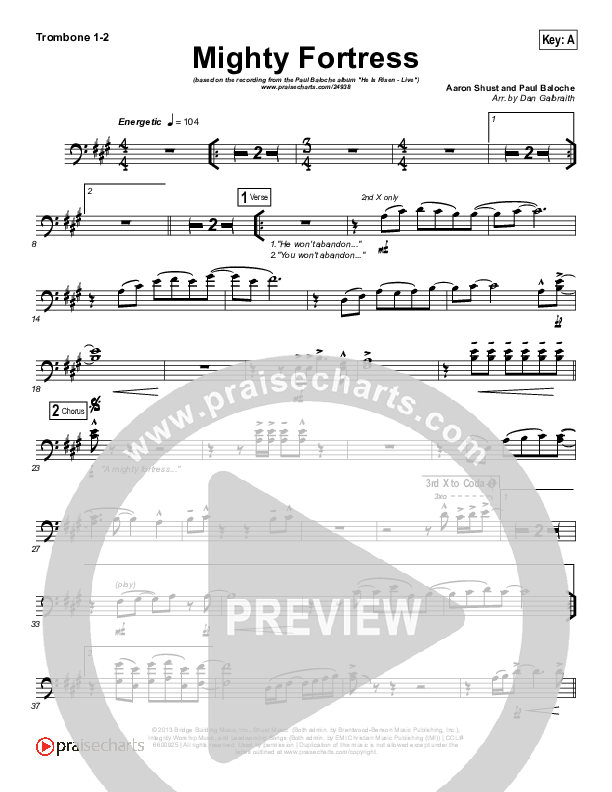 Mighty Fortress Trombone 1/2 (Paul Baloche)