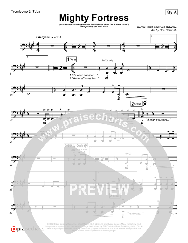 Mighty Fortress Trombone 3/Tuba (Paul Baloche)