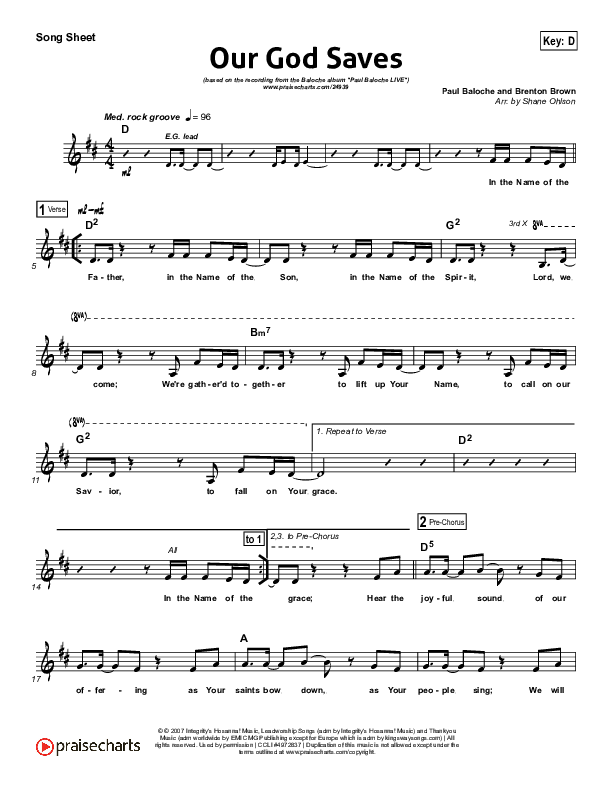 Our God Saves Lead (SAT) (Paul Baloche)