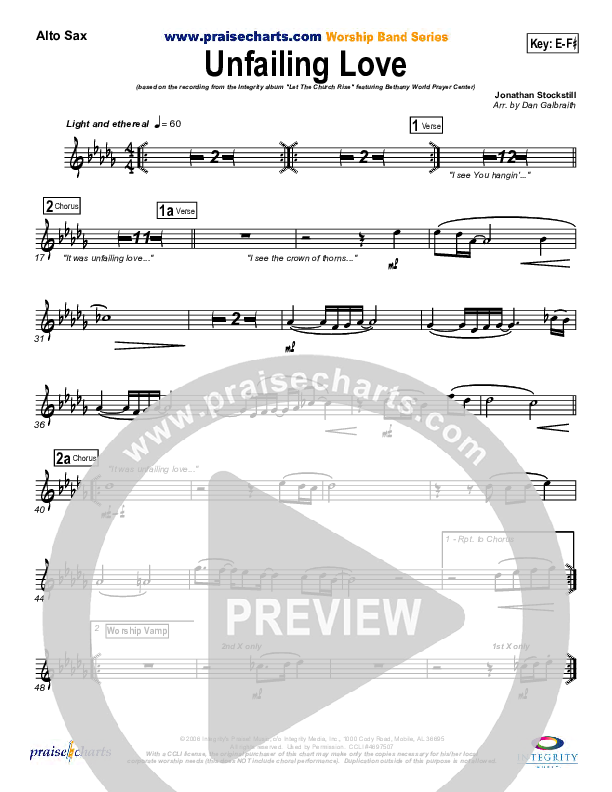 Unfailing Love Alto Sax (Bethany Music / Jonathan Stockstill)