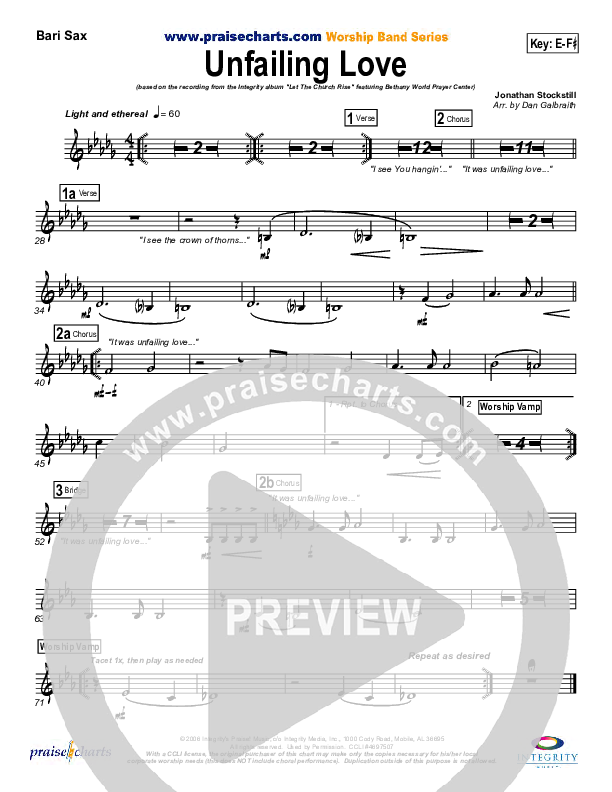 Unfailing Love Bari Sax (Bethany Music / Jonathan Stockstill)