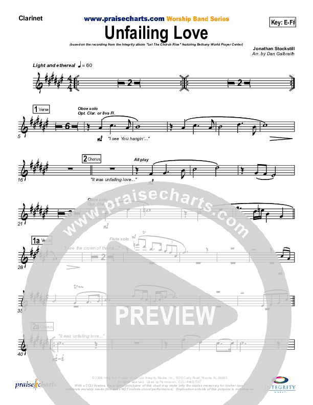 Unfailing Love Clarinet (Bethany Music / Jonathan Stockstill)