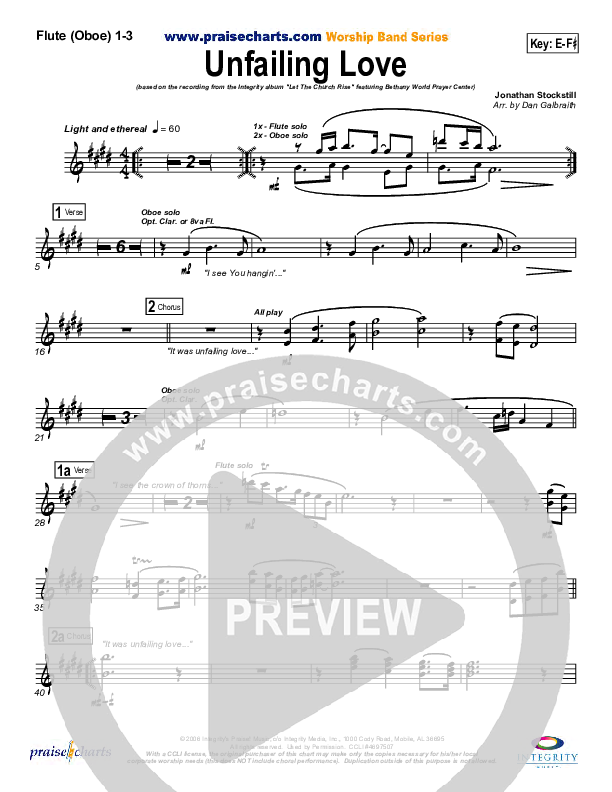 Unfailing Love Flute/Oboe 1/2/3 (Bethany Music / Jonathan Stockstill)