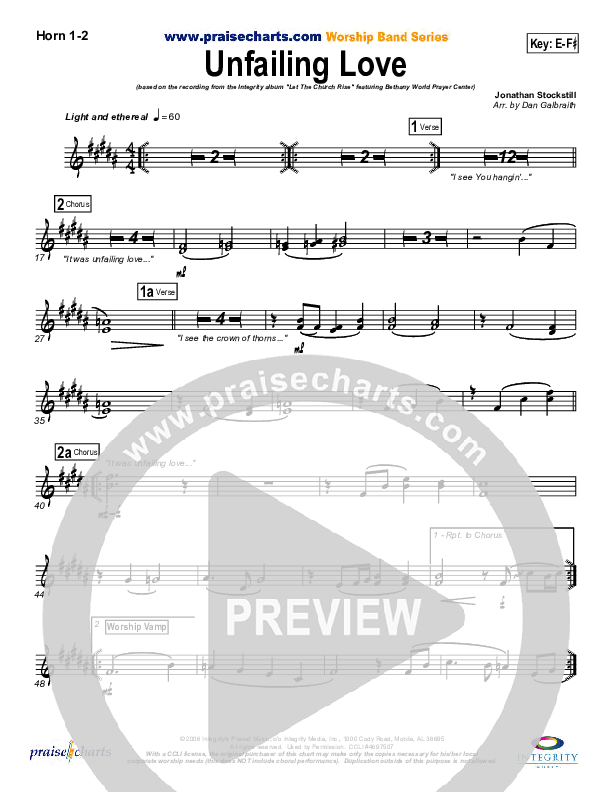 Unfailing Love French Horn 1/2 (Bethany Music / Jonathan Stockstill)