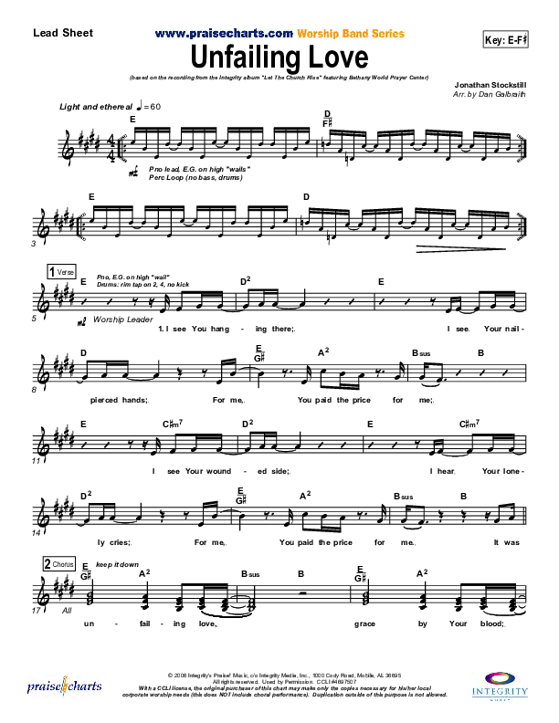 Unfailing Love Lead Sheet (SAT) (Bethany Music / Jonathan Stockstill)